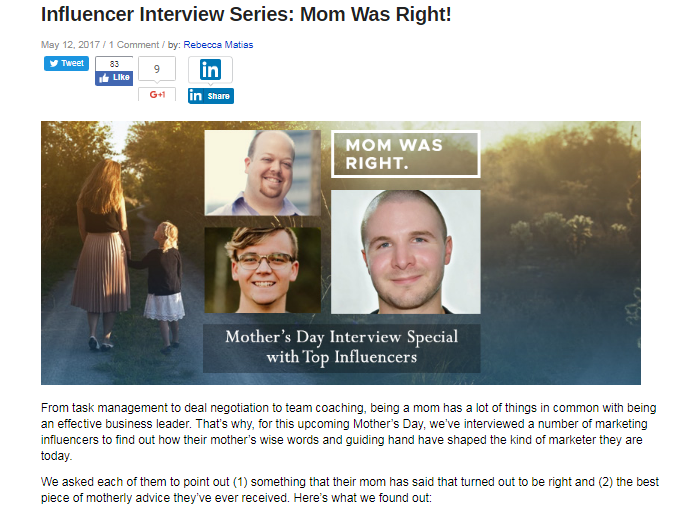Influencer Interview Series: Mom Was Right!