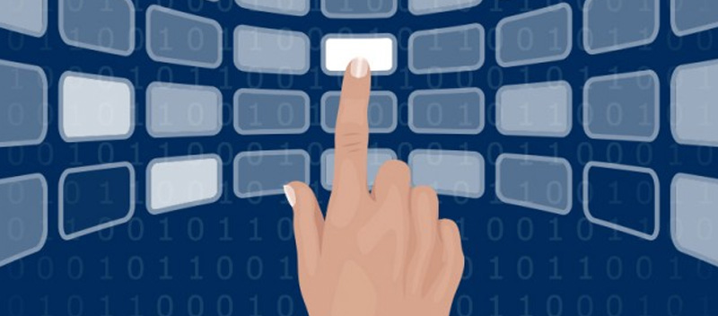 Callbox blog image of an index finger touching a touchscreen
