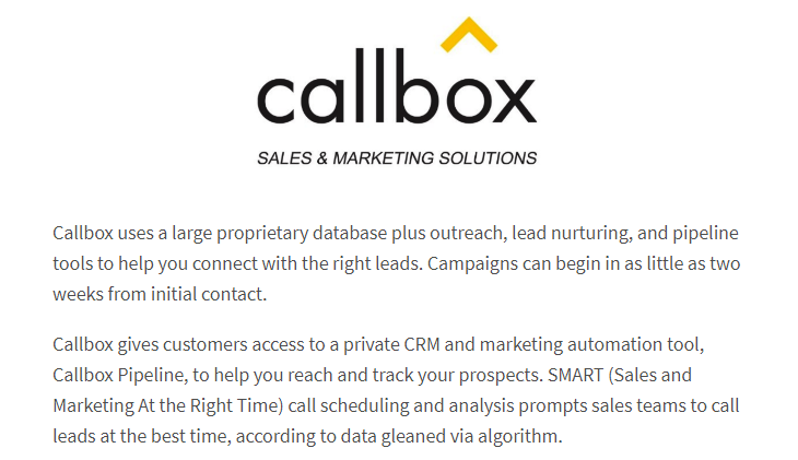 Callbox Best Lead Generation Services Review by TechnologyAdvice