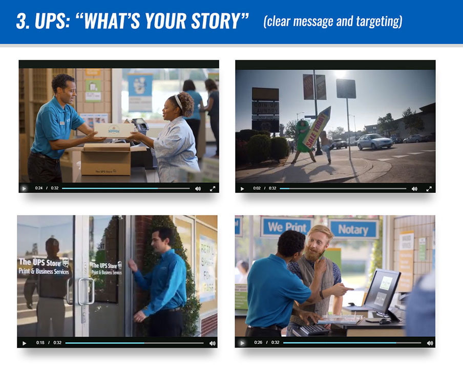 #3 UPS: “What’s Your Story” (clear message and targeting)