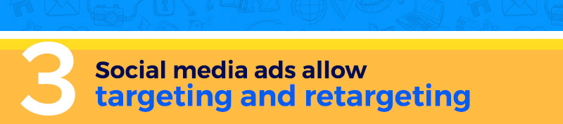 Social media ads allow targeting and retargeting