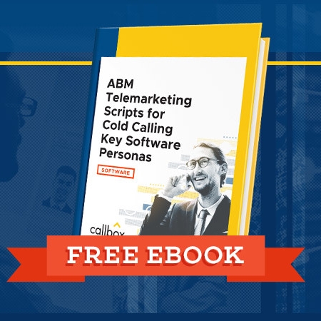 Banner Ad for a Free Ebook with title "ABM Telemarketing Scripts for Cold Calling Key Software Personas"