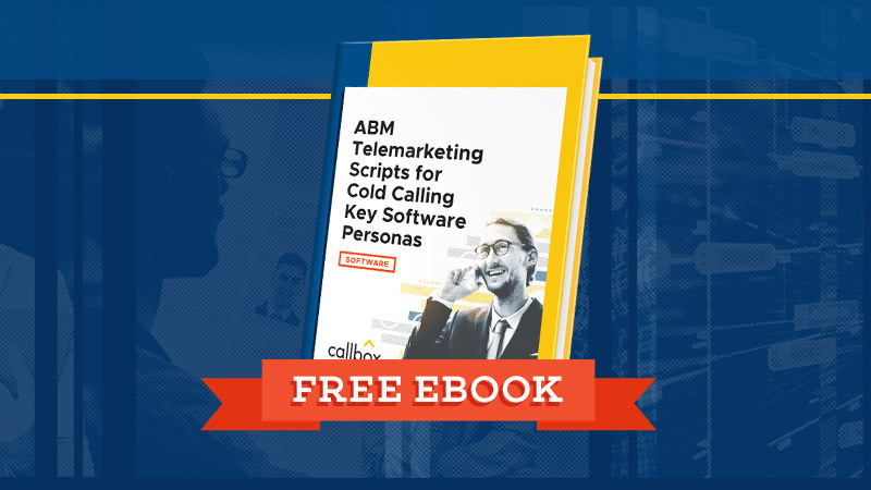 Banner Ad for a Free Ebook with title "ABM Telemarketing Scripts for Cold Calling Key Software Personas"