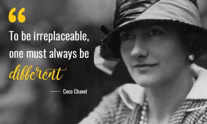 Photo of Coco Chanel with quote 