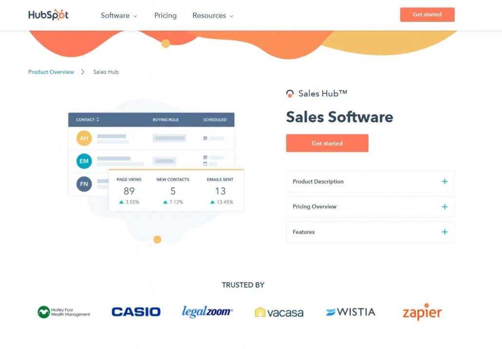 Screenshot of HubSpot Sales Hub