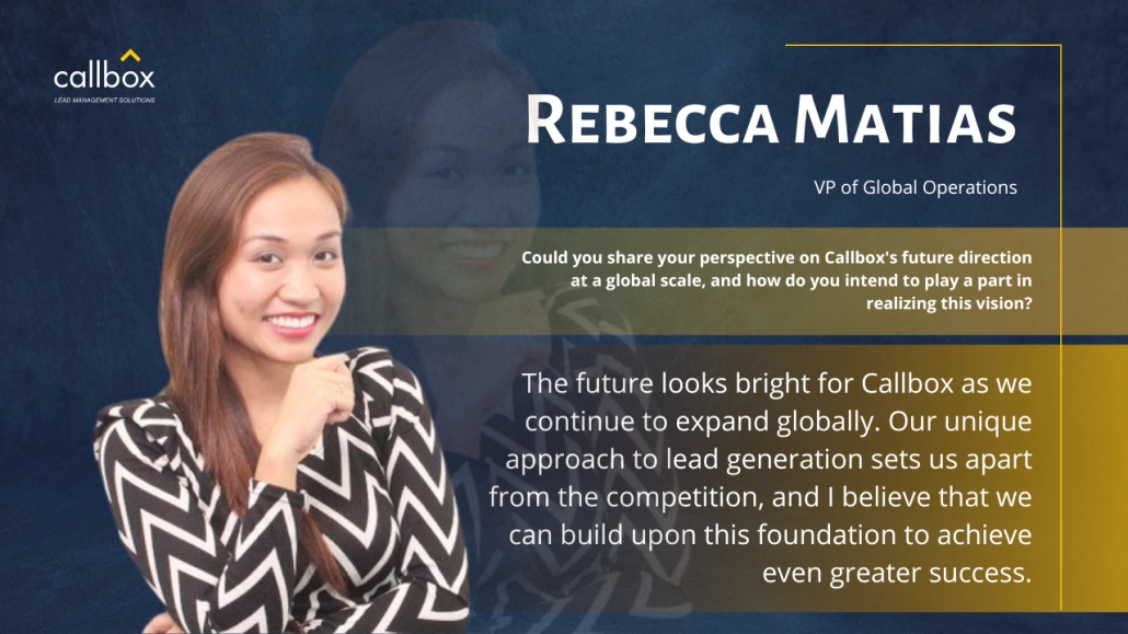 Rebecca Matias, Callbox VP of Global Operations for International Women's Day 2023
