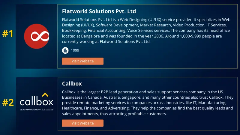 Callbox is in number 2 spot among the 25 best call center companies in 2023 according to CallHippo