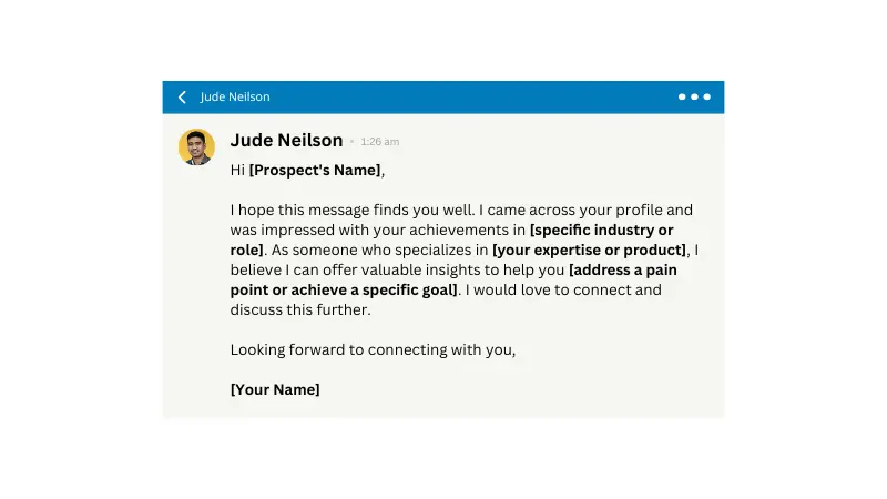 sample script of messaging prospect on LinkedIn