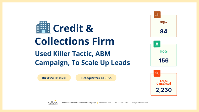Callbox ABM campaign for Credit & Collection Firm to scale up leads