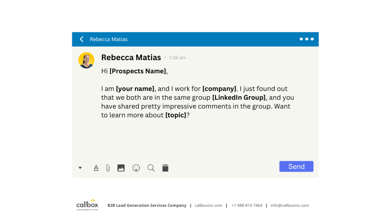 Callbox example subject line in prospecting on LinkedIn