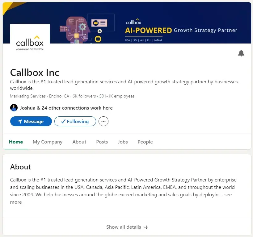 Callbox profile on LinkedIn
