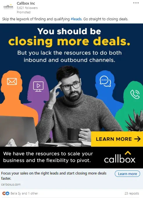 Callbox LinkedIn ads display
