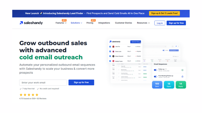 screenshot of saleshandy for its outbound sales 