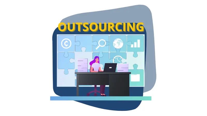 illustration of a woman and outsourcing