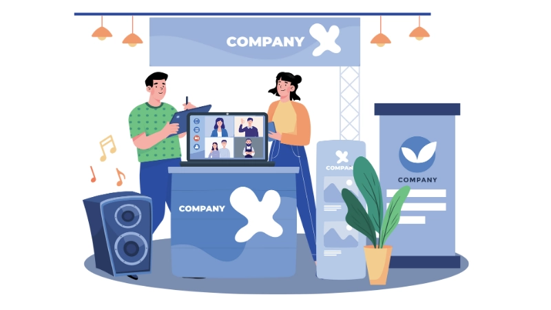 Graphic of event booth