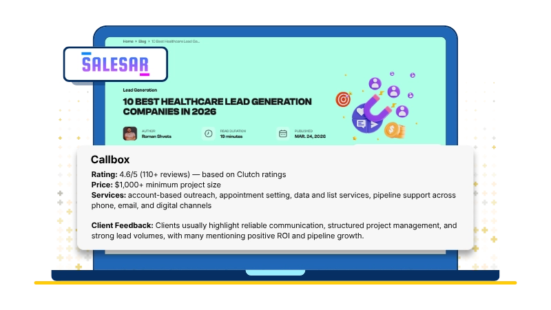 Callbox Recognized for Healthcare Sales Pipeline- SalesAR